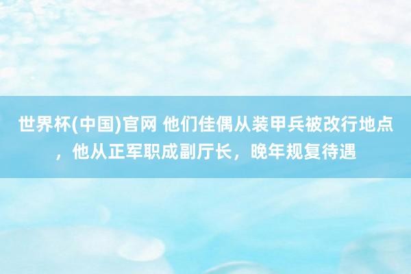 世界杯(中国)官网 他们佳偶从装甲兵被改行地点,他从正军职成副厅长,晚年规复待遇