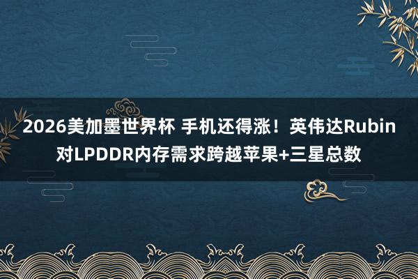 2026美加墨世界杯 手机还得涨！英伟达Rubin对LPDDR内存需求跨越苹果+三星总数