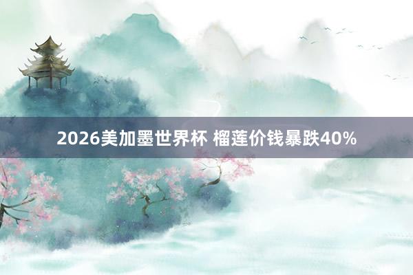 2026美加墨世界杯 榴莲价钱暴跌40%