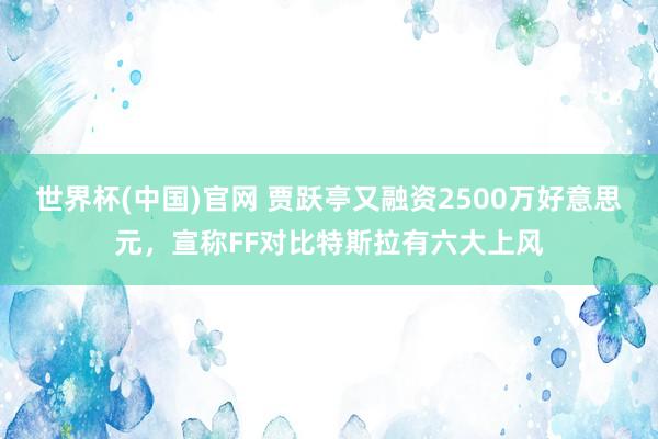世界杯(中国)官网 贾跃亭又融资2500万好意思元，宣称FF对比特斯拉有六大上风
