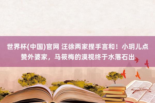世界杯(中国)官网 汪徐两家捏手言和！小玥儿点赞外婆家，马筱梅的漠视终于水落石出
