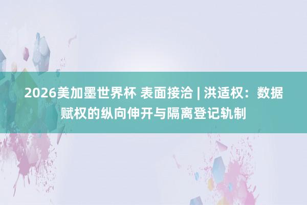 2026美加墨世界杯 表面接洽 | 洪适权：数据赋权的纵向伸开与隔离登记轨制
