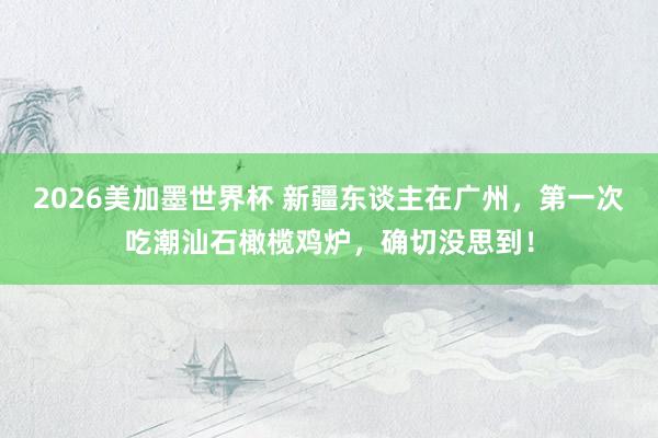 2026美加墨世界杯 新疆东谈主在广州,第一次吃潮汕石橄榄鸡炉,确切没思到!