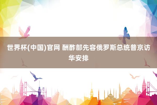 世界杯(中国)官网 酬酢部先容俄罗斯总统普京访华安排
