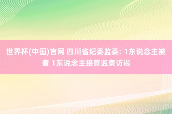 世界杯(中国)官网 四川省纪委监委: 1东说念主被查 1东说念主接管监察访谒