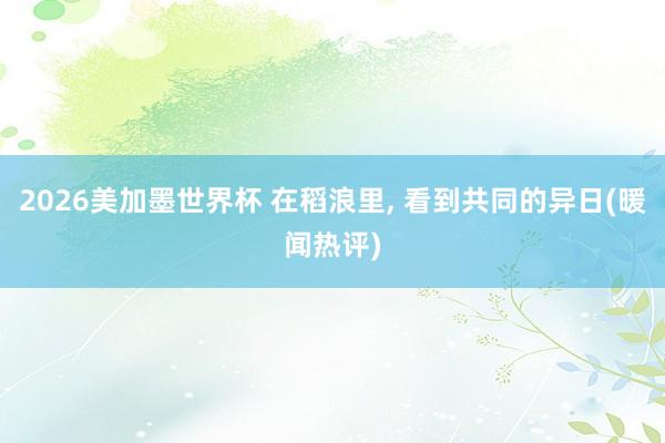 2026美加墨世界杯 在稻浪里, 看到共同的异日(暖闻热评)