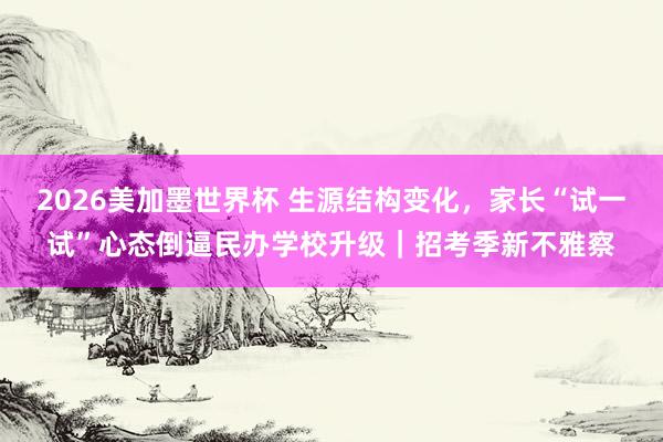2026美加墨世界杯 生源结构变化，家长“试一试”心态倒逼民办学校升级｜招考季新不雅察