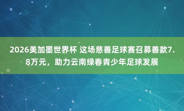 2026美加墨世界杯 这场慈善足球赛召募善款7.8万元，助力云南绿春青少年足球发展
