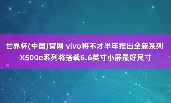 世界杯(中国)官网 vivo将不才半年推出全新系列 X500e系列将搭载6.6英寸小屏最好尺寸