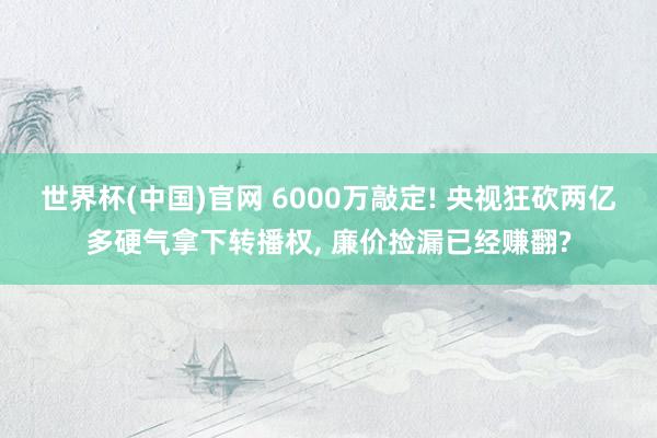 世界杯(中国)官网 6000万敲定! 央视狂砍两亿多硬气拿下转播权, 廉价捡漏已经赚翻?