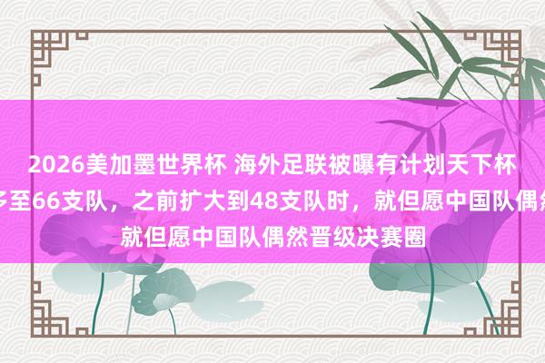 2026美加墨世界杯 海外足联被曝有计划天下杯再扩军，增多至66支队，之前扩大到48支队时，就但愿中国队偶然晋级决赛圈