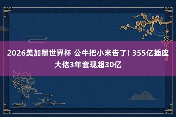 2026美加墨世界杯 公牛把小米告了! 355亿插座大佬3年套现超30亿