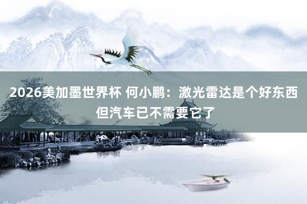 2026美加墨世界杯 何小鹏：激光雷达是个好东西 但汽车已不需要它了