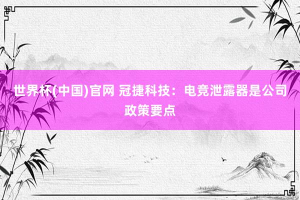世界杯(中国)官网 冠捷科技：电竞泄露器是公司政策要点