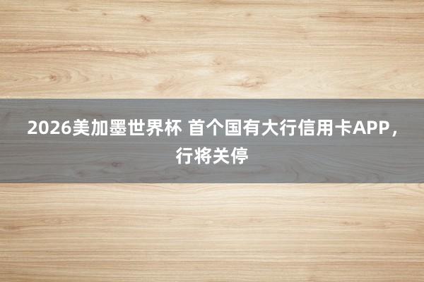 2026美加墨世界杯 首个国有大行信用卡APP，行将关停