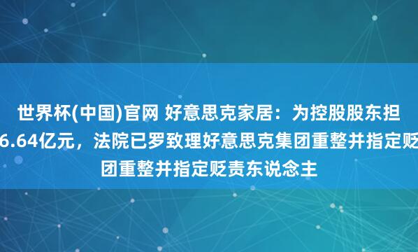 世界杯(中国)官网 好意思克家居:为控股股东担保过时总和6.64亿元,法院已罗致理好意思克集团重整并指定贬责东说念主