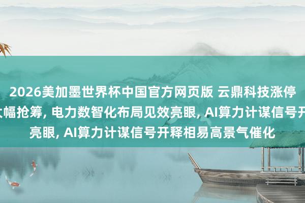 2026美加墨世界杯中国官方网页版 云鼎科技涨停晋级首板! 获资金大幅抢筹, 电力数智化布局见效亮眼, AI算力计谋信号开释相易高景气催化
