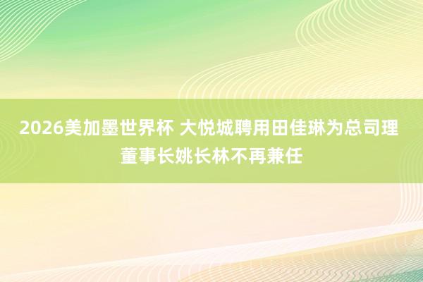 2026美加墨世界杯 大悦城聘用田佳琳为总司理 董事长姚长林不再兼任