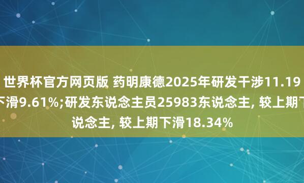 世界杯官方网页版 药明康德2025年研发干涉11.19亿元， 同比下滑9.61%;研发东说念主员25983东说念主， 较上期下滑18.34%