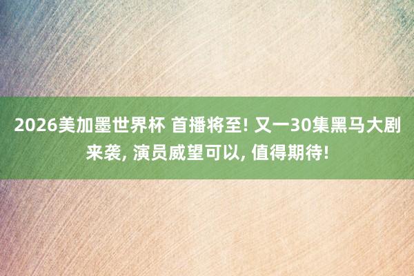 2026美加墨世界杯 首播将至! 又一30集黑马大剧来袭, 演员威望可以, 值得期待!