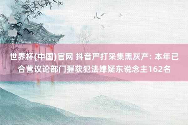 世界杯(中国)官网 抖音严打采集黑灰产: 本年已合营议论部门握获犯法嫌疑东说念主162名