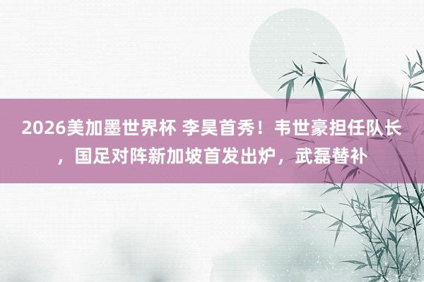 2026美加墨世界杯 李昊首秀！韦世豪担任队长，国足对阵新加坡首发出炉，武磊替补