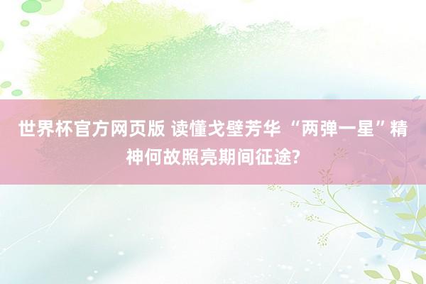 世界杯官方网页版 读懂戈壁芳华 “两弹一星”精神何故照亮期间征途?