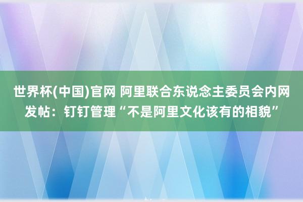 世界杯(中国)官网 阿里联合东说念主委员会内网发帖：钉钉管理“不是阿里文化该有的相貌”