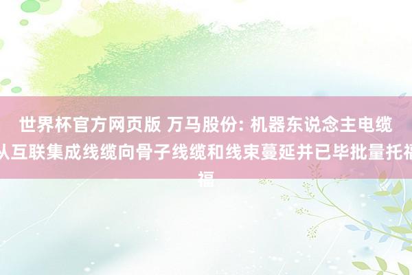 世界杯官方网页版 万马股份: 机器东说念主电缆从互联集成线缆向骨子线缆和线束蔓延并已毕批量托福