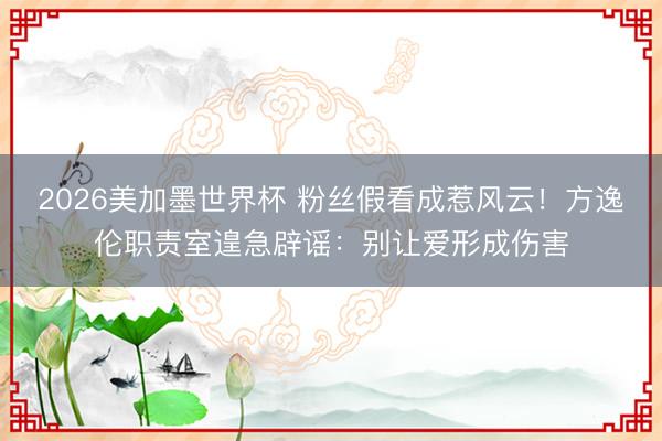 2026美加墨世界杯 粉丝假看成惹风云！方逸伦职责室遑急辟谣：别让爱形成伤害