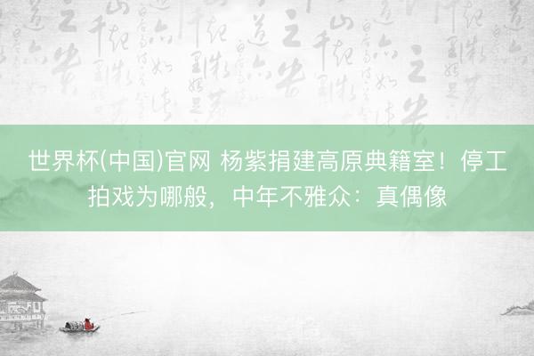 世界杯(中国)官网 杨紫捐建高原典籍室！停工拍戏为哪般，中年不雅众：真偶像