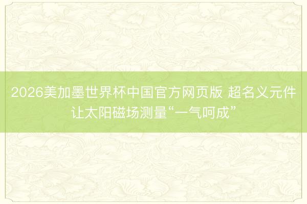 2026美加墨世界杯中国官方网页版 超名义元件让太阳磁场测量“一气呵成”