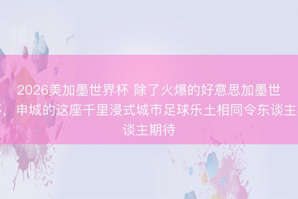 2026美加墨世界杯 除了火爆的好意思加墨世界杯，申城的这座千里浸式城市足球乐土相同令东谈主期待